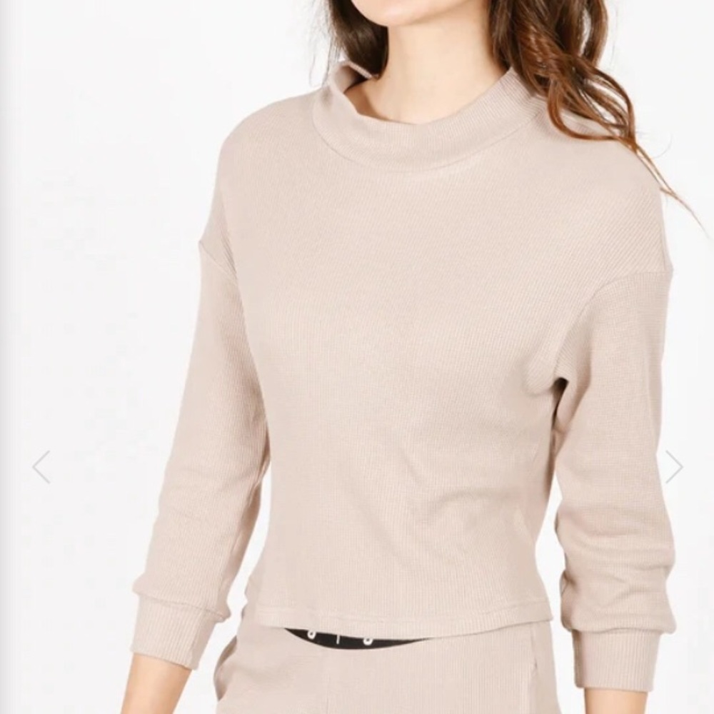 Smash + Tess powder coloured mockneck brunch waffle tee oversized